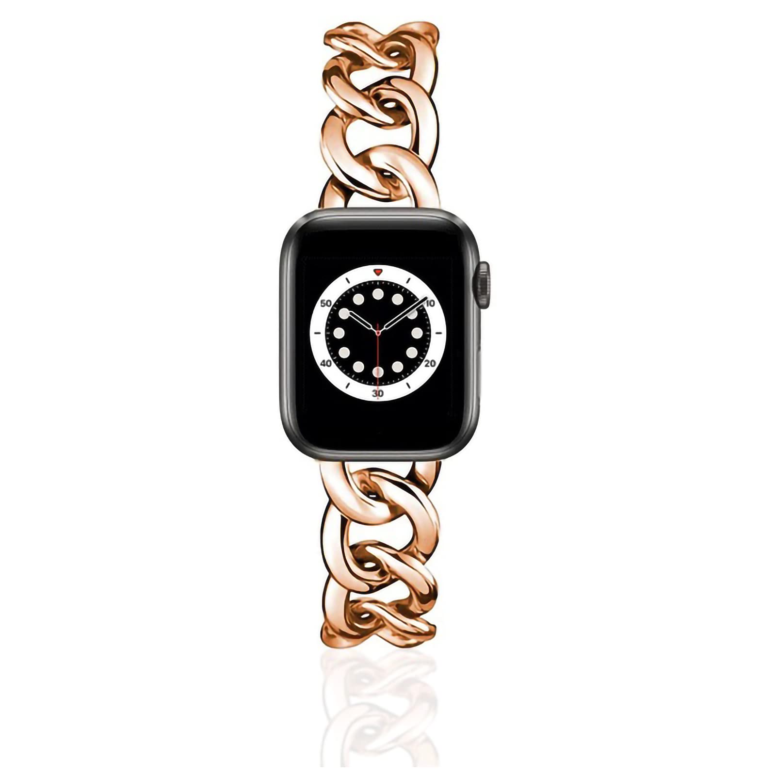 38/40 mm fajny damski łańcuszek metalowy pasek do smartwatcha kompatybilny z Apple Watch Bands SE Series 5 Series 6 Man trwały regulowany pasek do zegarka kompatybilny z iWatch 6/5/4/3/2/1