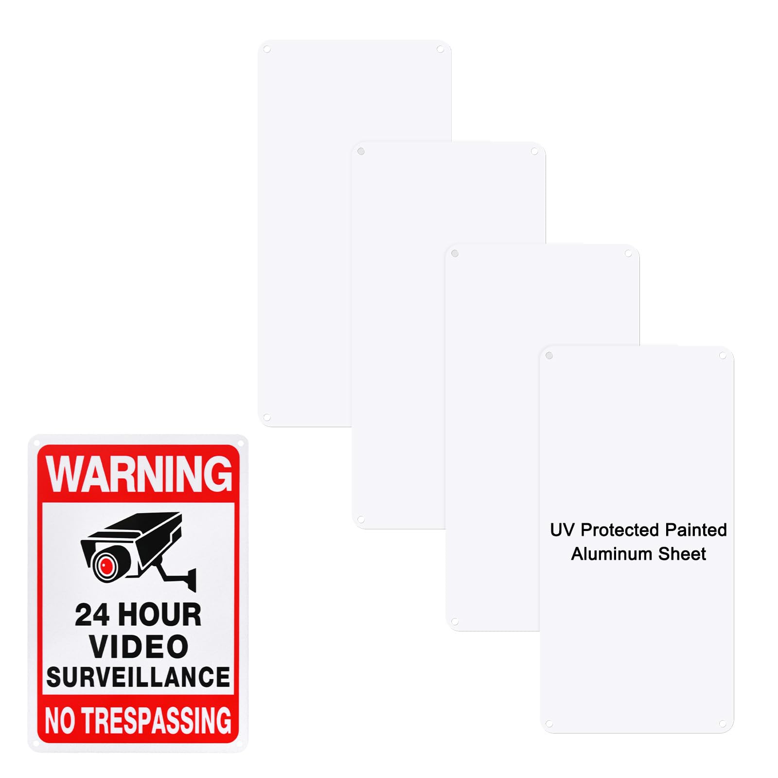 M METERXITY 4-Pack White Blank Metal Signs 4x8 Inch Painted Aluminum Sheet Reflective UV Protected Blank Custom Sign for Crafts/Yard/Garden/Outdoors/Indoor Thick 0.03 Inch