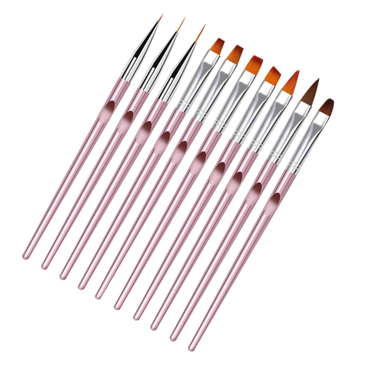 Healvian 30pezzi Pennelli Per Nail Art Cristallo Strumenti Per Manicure Professionale e Fai Da Te Con Manico Lungo Rosa Oro Per Decorazioni Unghie e Dotting Pen Per Uso Salone e Casa