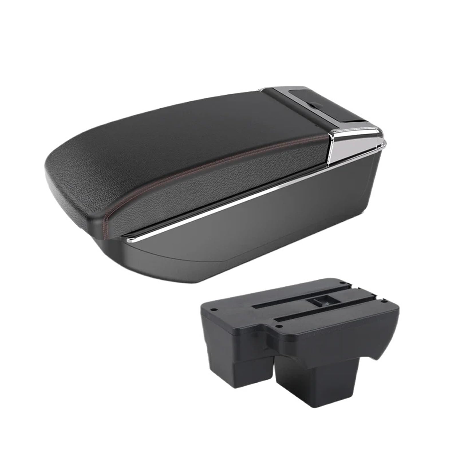 Ggwqoops Car Armrests For VW For Polo 2020-2024 Armrest Box Car Dedicated Retrofit Storage Parts Accessories Armrest Box(B1 Black red NO USB)