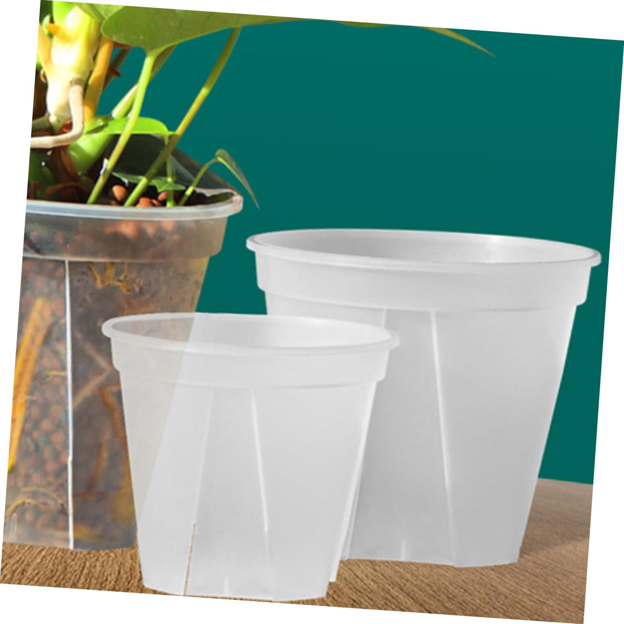 Pot de Fleur Transparent 2pcs en Plastique pour Orchidee avec Drainage Facile à Planter, pour Culture Intérieure de Succulentes et Légumes