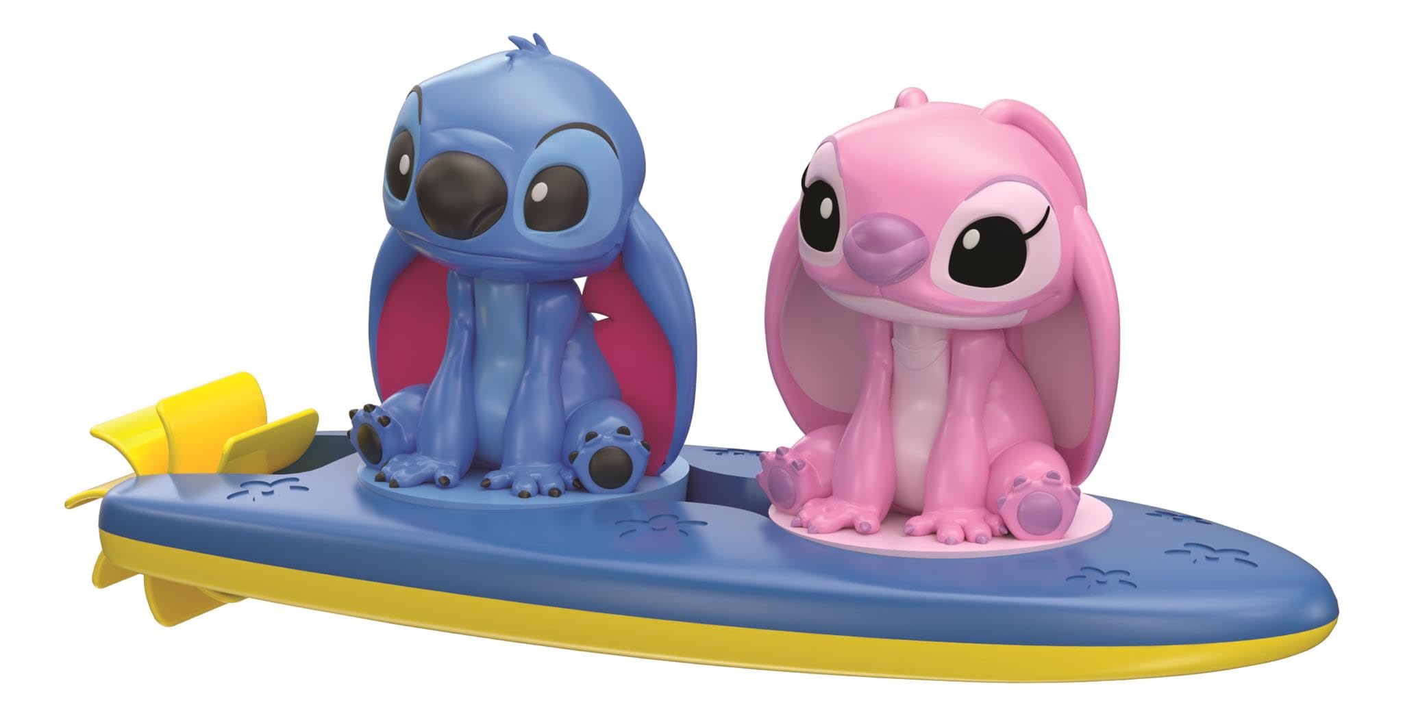Clementoni Disney Baby Stitch & Angel Surf Floating Bath Game for Children from 6 Months Soft Rubber without Holes Anti-Mould with Rotating Propeller 17627