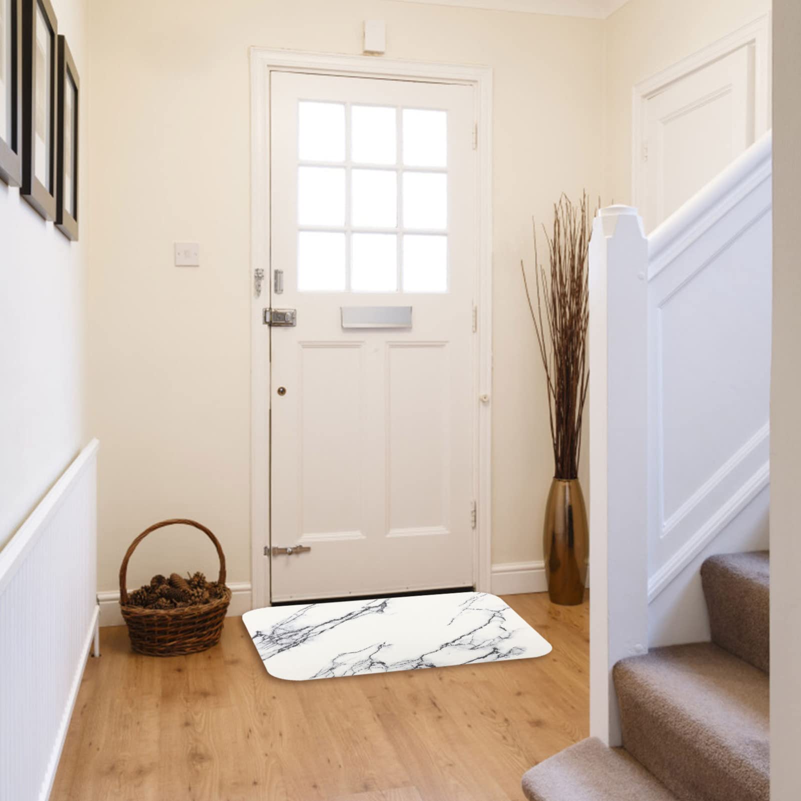TOPBATHY Tapis de Sol Super Absorbant pour Salle de Bain et Cuisine Effet Marbre Antidérapant et Lavable