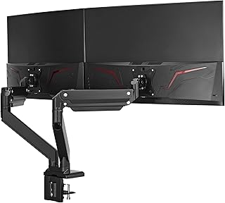 AVLT Dual 13"-43" Monitor Arm Desk Mount fits Two Flat/Curved Monitor Full Motion Height Swivel Tilt Rotation Adjustable Monitor Arm - Black/VESA/C-Clamp/Grommet/Cable Management