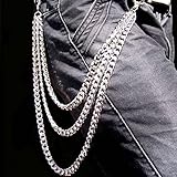 Material: Metall HuntGold 1 X Modisch Cool Glänzend Punkstil Hosen Hose Jeans Geldbörse Kette Felsen Hip Hop Bauchkette (Silber)