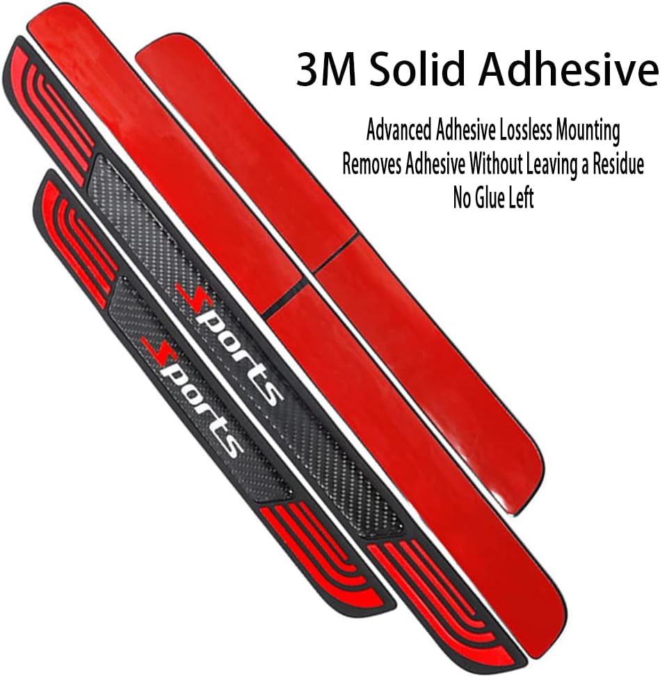 Door Threshold Protector,Carbon Fiber Emblem Scratch Pad Door Entry Guard Decals Badge Sports Decoration Lossless Installtion Accessories 4 Packs PVC Silver