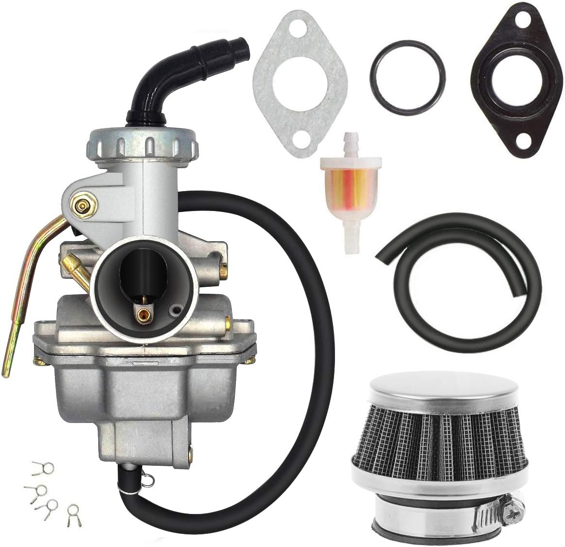 PZ20 Carburetor for TaoTao Kazuma Baja 70cc 90cc 110cc 125cc NST SunL Chinese Quad 4 Stroke ATV Go Kart Pit Dirt Bike CRF50F XL75 CRF80F XR50R with Air Fuel Filter