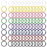 BSTKEY - 96 anillas de metal de 30 mm (8 colores distintos) para encuadernación de libros, hojas sueltas, como llavero, y para fichas, documentos y muestras