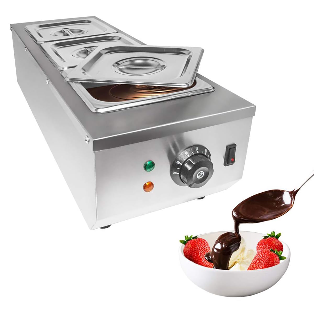 Tempéreuse À Chocolat 800 W avec 2 Cuves, Contrôle Automatique De La Température, Capacité De Fusion De 30 °C À 85 °C, Appareil À Chocolat Chaud Professionnel.,CS-3