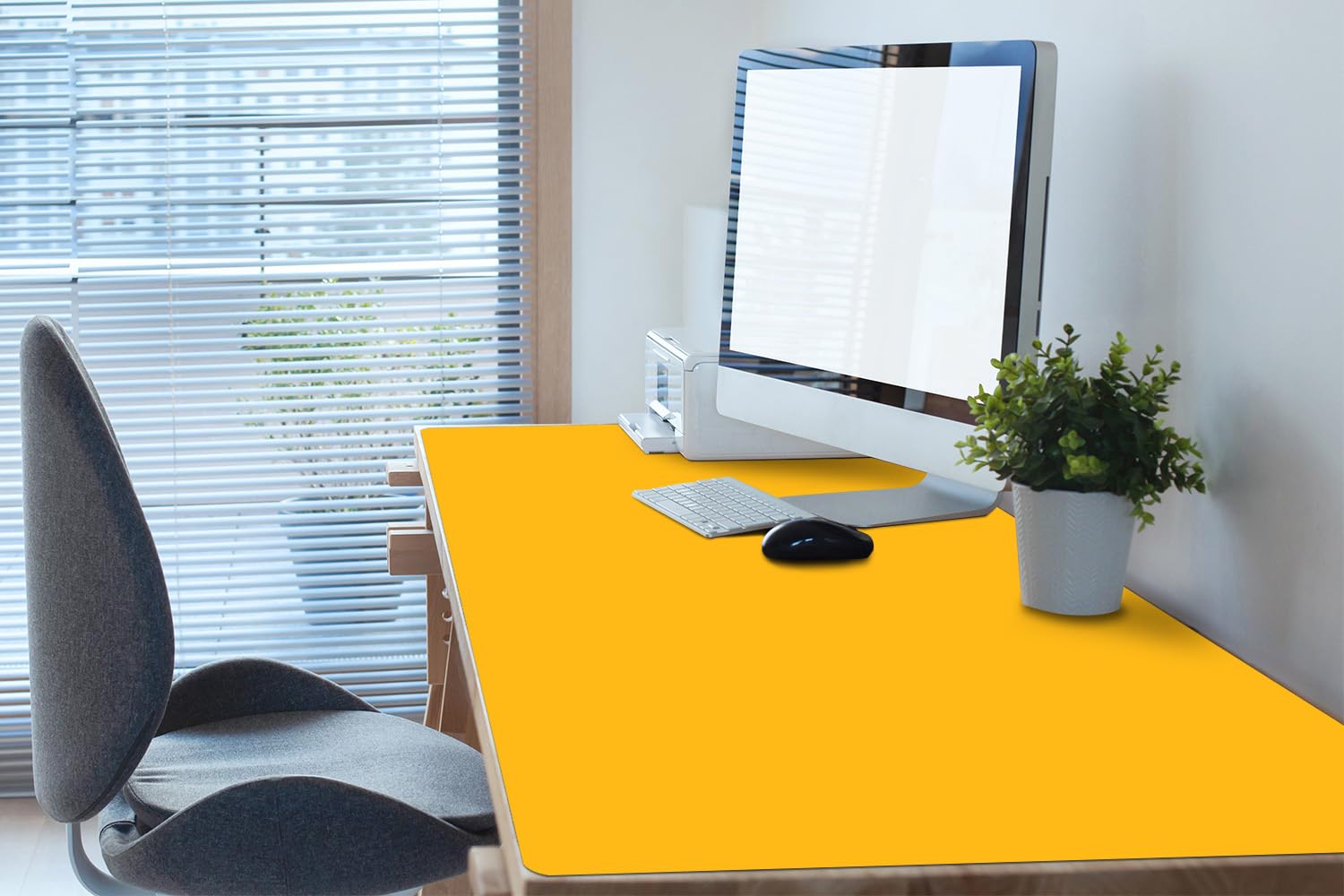 Sottomano da Scrivania 120x60 cm Facile da Pulire Antiscivolo Superficie Protettiva Protezione e Decorazione in Vinile PVC per Ufficio e Casa Impermeabile - Giallo
