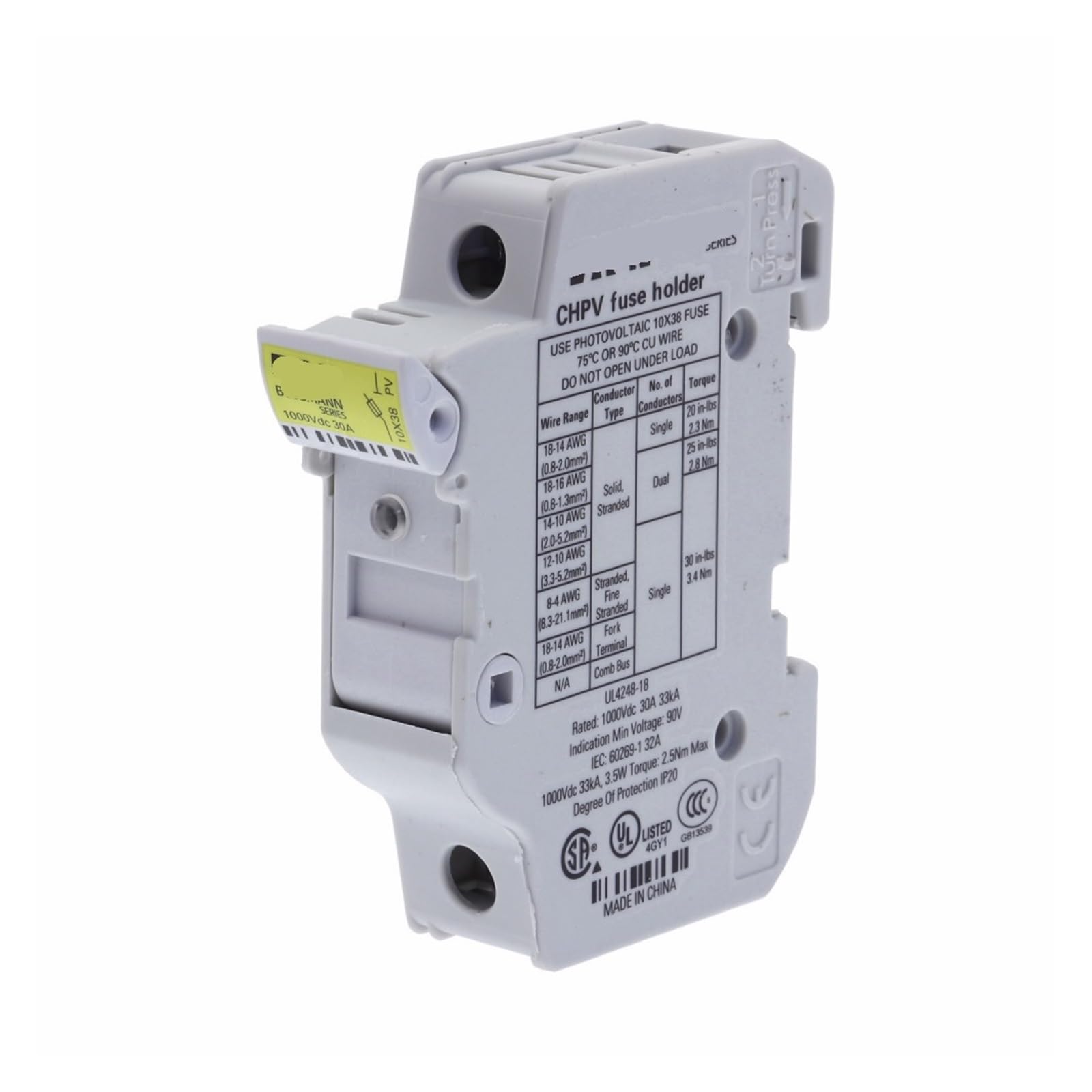 Fusible FNQ-R-30 10x38mm haute tension 600V pour éviter les surcharges