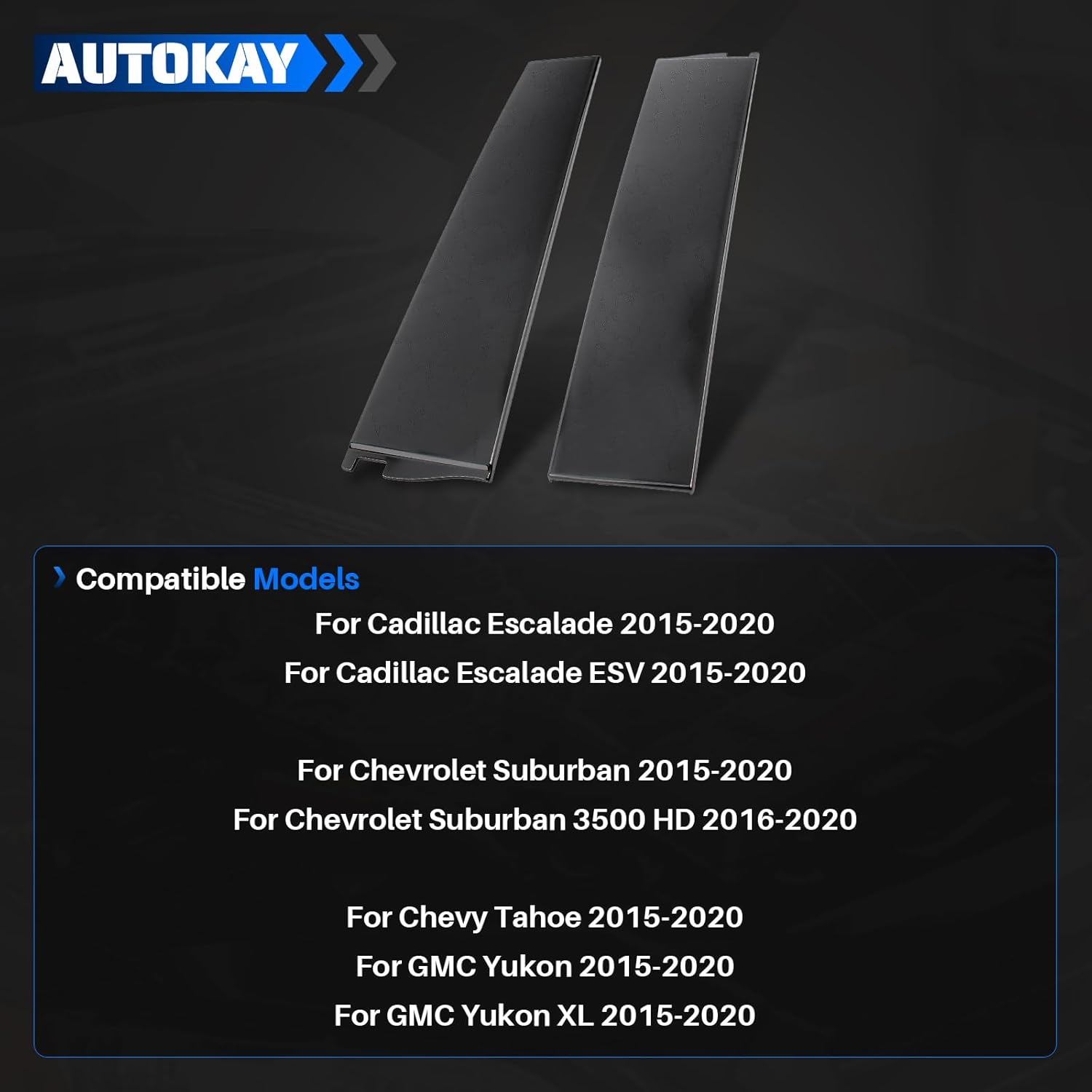 AUTOKAY 926-241 926-242 B Pillar Door Trim Molding Compatible with Cadillac for Chevy for GMC 2015-2020 84263144