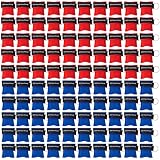 100 Packs CPR Pocket Mask, Portable CPR Face Shield Keyring with One Way Valve Breathing Barrier for First Aid or AED Training(Blue and Red)