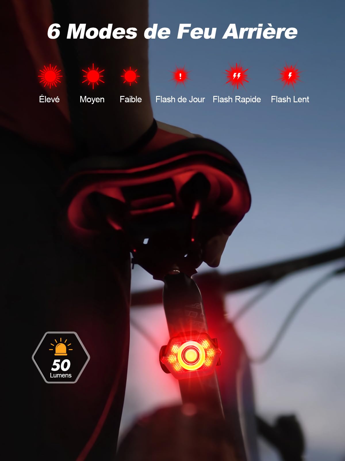Glangeh Lumiere Velo LED Ultra Puissant, [Phares Latéraux] Lampe Velo Rechargeable USB, 4 + 6 Modes Éclairage Velo Avant et Arrière, 360°Rotatif & Étanche IP65, Accessoire de Vélo Enfant, VTT, VTC
