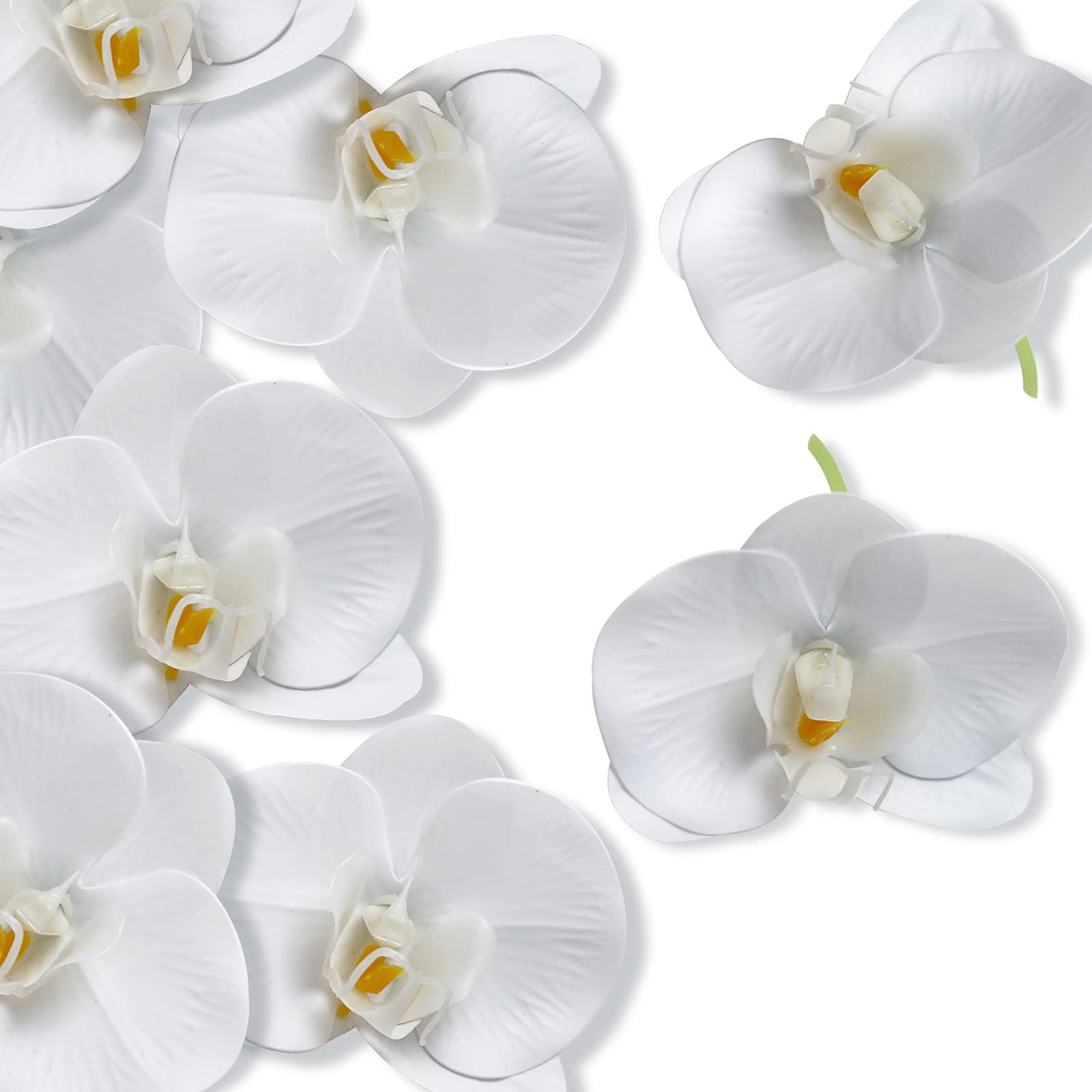 LARDUX Fake Flower Heads -Pack of 20 Artificial Orchid Heads Faux Butterfly Flower Head Bulk for DIY Wedding Crafts Party Centerpieces Home Decor -White