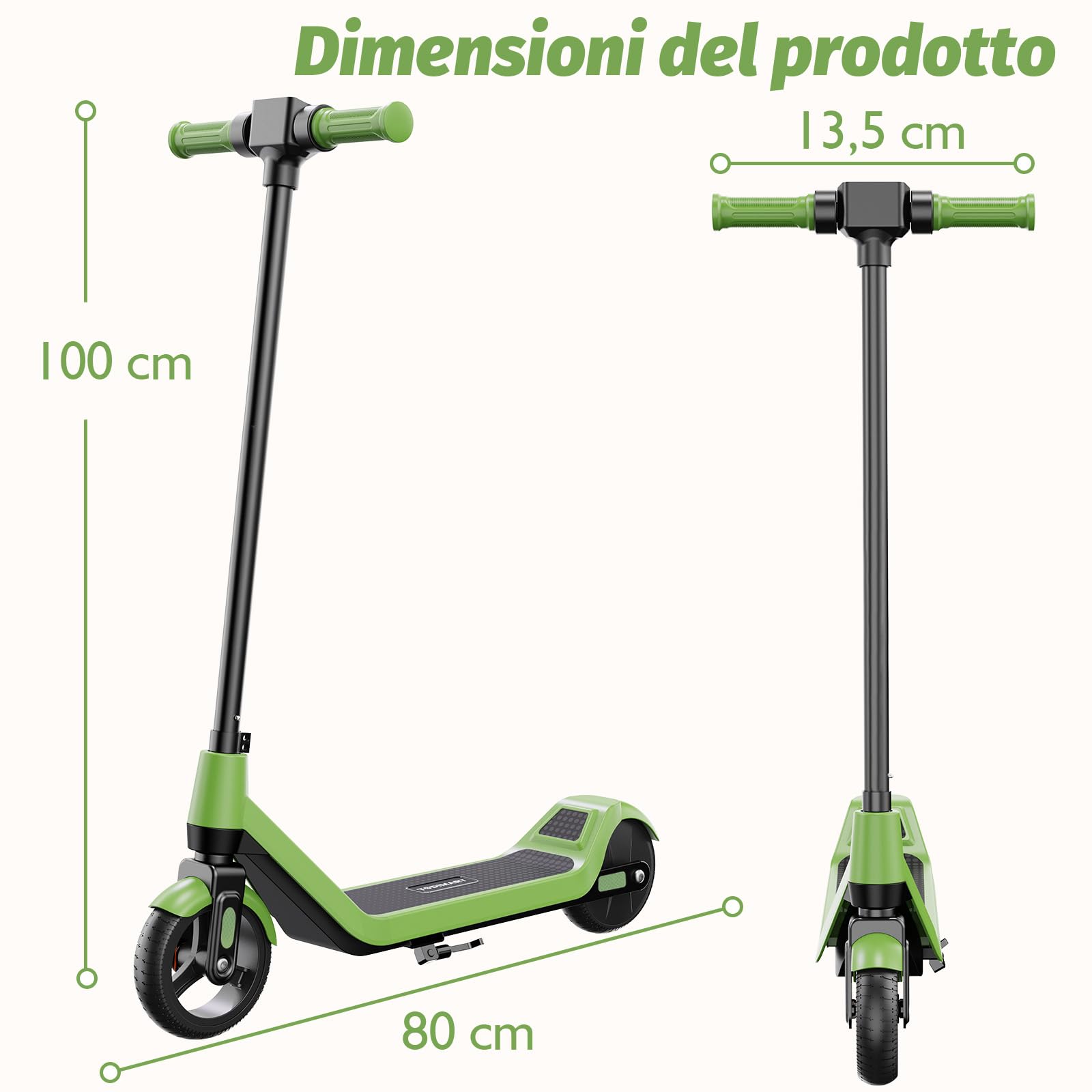 TODIMART T1 Monopattino Elettrico Bambini 6-12 Anni, 3 Velocità 6/10/16 KM/H, Freno Elettronico, Display a LED, Luci LED Colorate, E Scooter per Bambini e Bambine