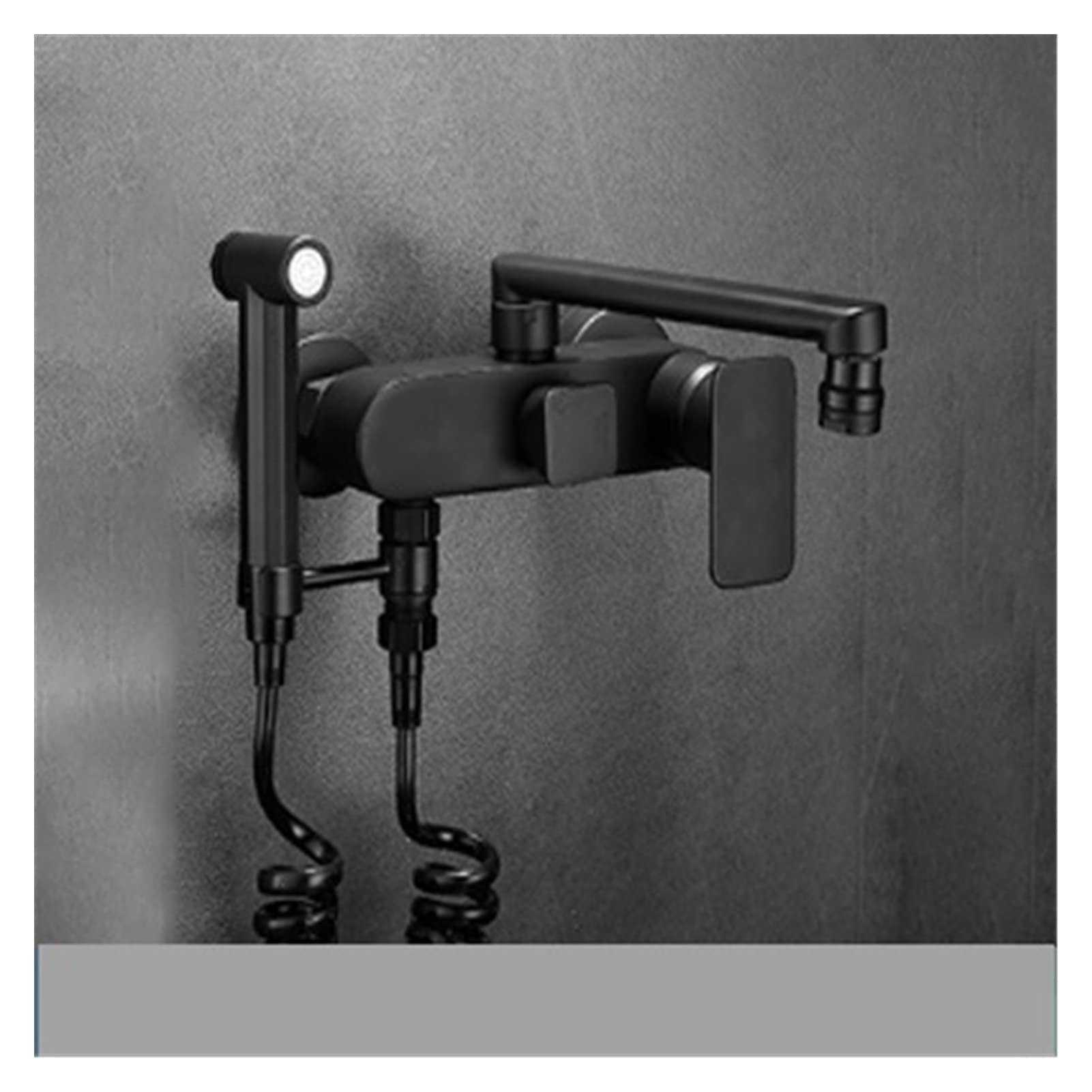 Pulvérisateur lavabo performant sur mitigeur mural noir mat double trou