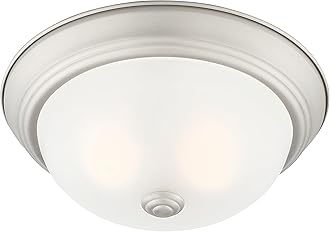 DESIGNERS FOUNTAIN Reedley 2-Lights Flush Mount Ceiling Light, 11 Inch Lighting Fixture for Kitchen, Bedroom, Bathroom, and Hallway, Pewter with Etched Glass, 1257S-PW-W