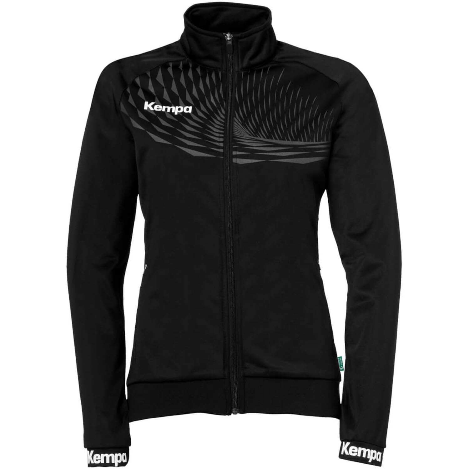 Kempa Wave 26 Poly Jacket Women Damen Mädchen Sport Fußball Trainingsjacke Sweatshirt Jacke Sweatjacke - elastisches Trainings-Sweatshirt mit Reißverschluss-Taschen, XL,schwarz/anthra