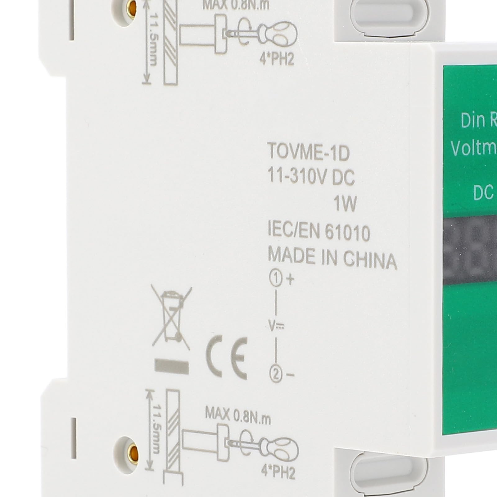 DC-Spannungsmesser, LED-Digitalanzeige, Schaltausgang, Schienenmontage, Voltmeter, Elektrisches Instrument für Heim-Industrie-PC-Anzeige