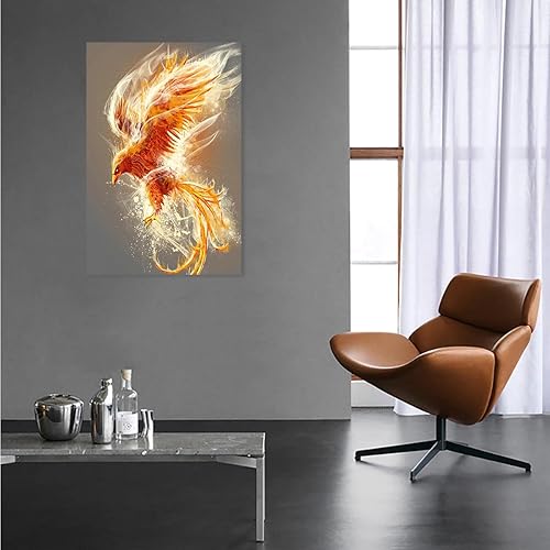 Miniatura 4 de Póster de Fénix de Fuego Phoenix, arte de pared, arte clásico de dragón fénix ardiente, póster de animales para decoración de pared para habitación,