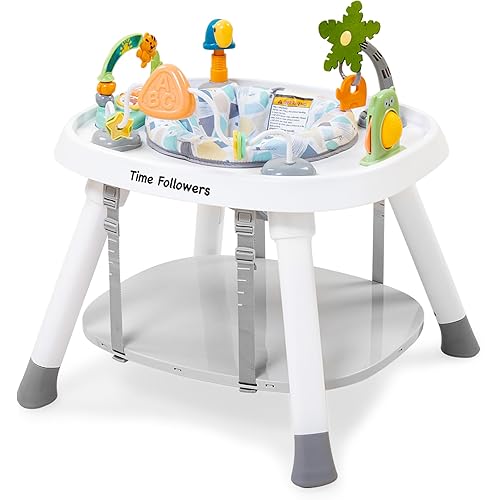 Time Followers® 4-in-1 Baby Activity Center | 3 Stage Grow Stationary Standing Toddler Play Table | Tummy Time,Exersaucer, Jumpers & Bouncers | Babies Essential for Baby Ages 6M+