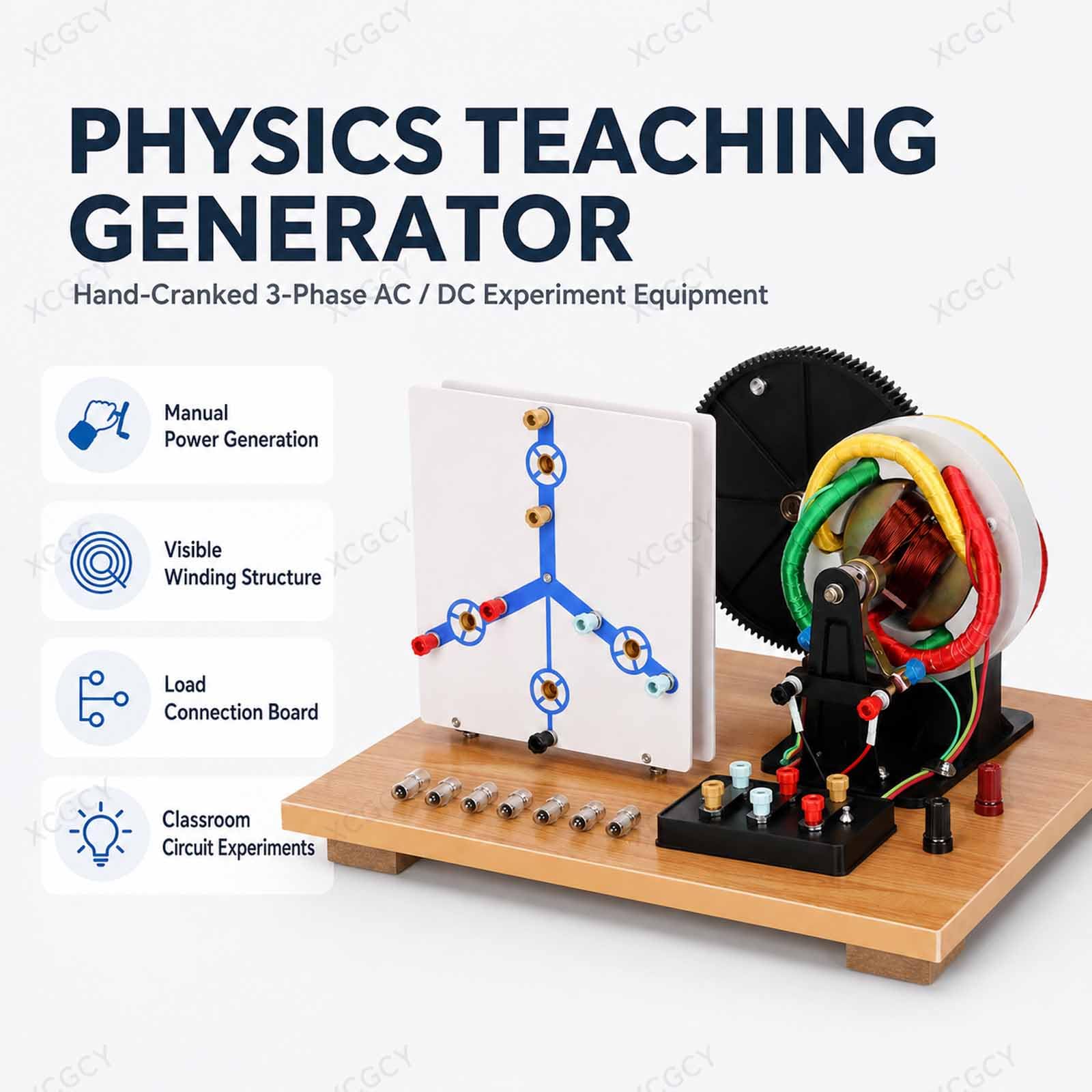 Dreiphasen-wechsel-/gleichstromgenerator-Modell, Demonstration Einer Elektromagnetischen Stromversorgung Für Den Physikunterricht, Handkurbelmodell, Sichtbare Spulen/verdrahtung, Für