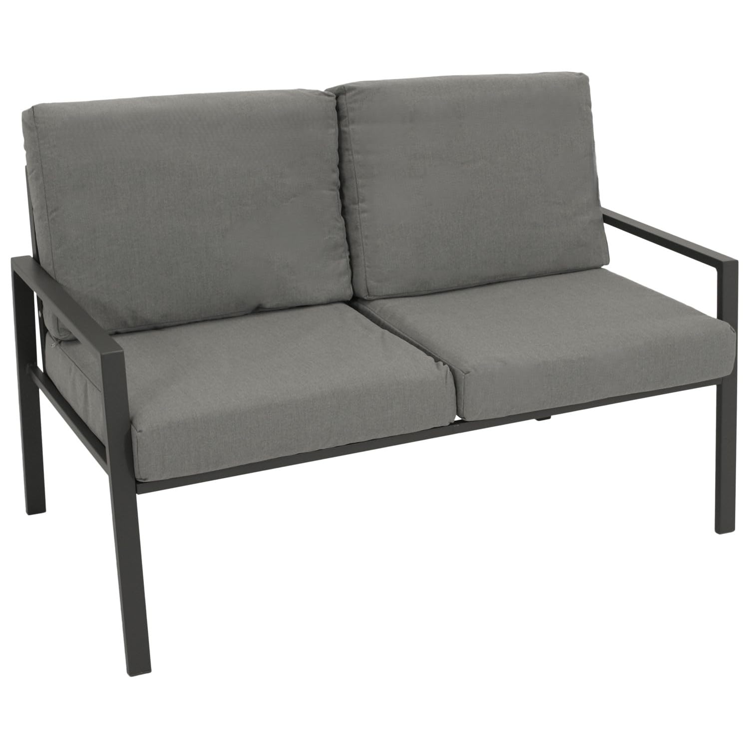 DEGAMO Loungeset Gartenset Vancouver 4-teilig, Aluminium anthrazit, Polster grau, wetterfest, Outdoor