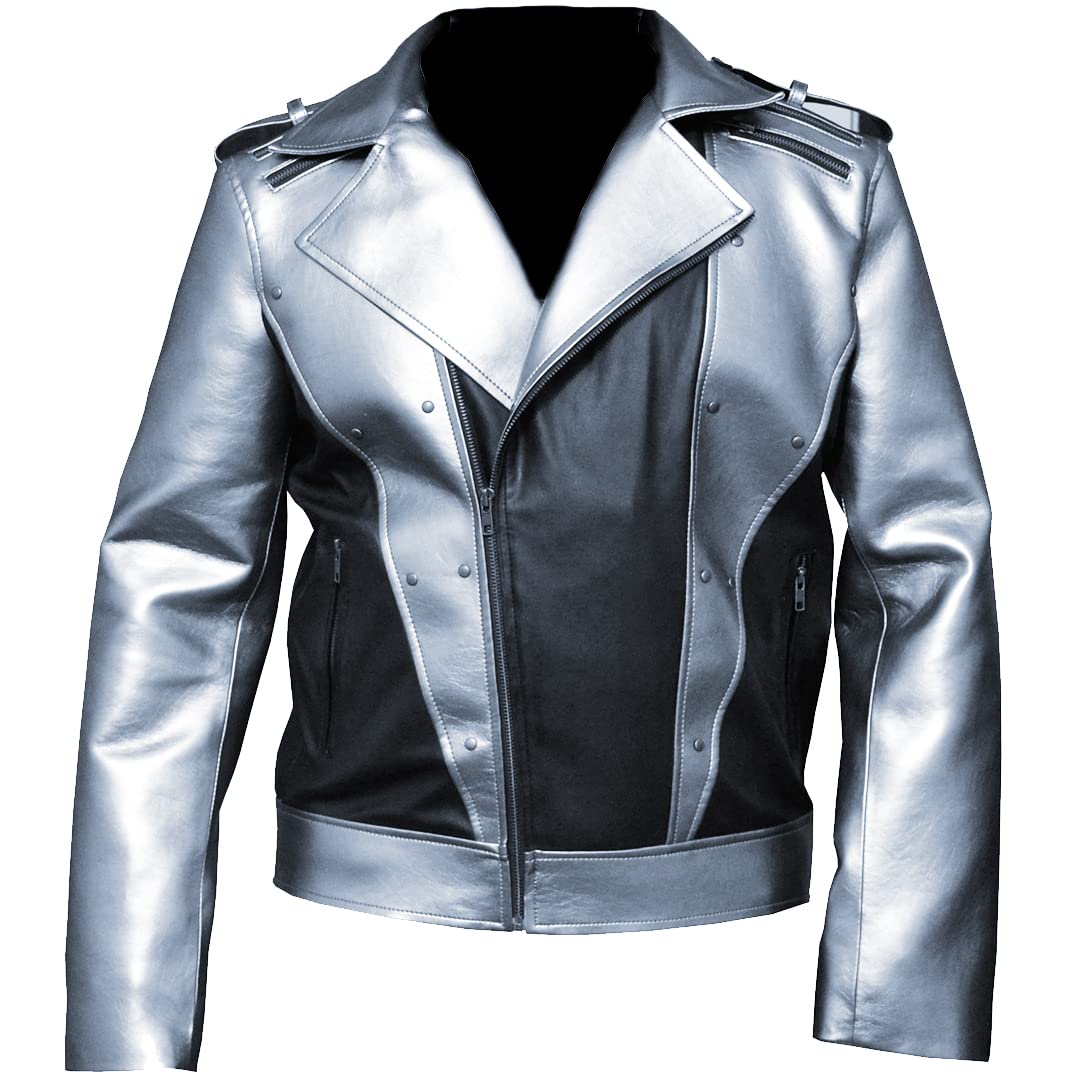 Da ImperialX-Men 4 Quicksilver Jacket-Quicksilver Peter Maximoff Silver and Black Leather Jacket