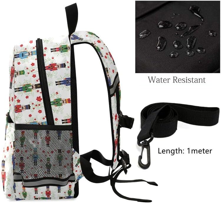 QUGRL Nutcracker Soldier Pattern Toddler Backpack for Boys Girls Kids School Backpack with Chest Strap Leash Preschool Schoolbag Nursery Kindergarten Bag for Daycare Travel Hiking School