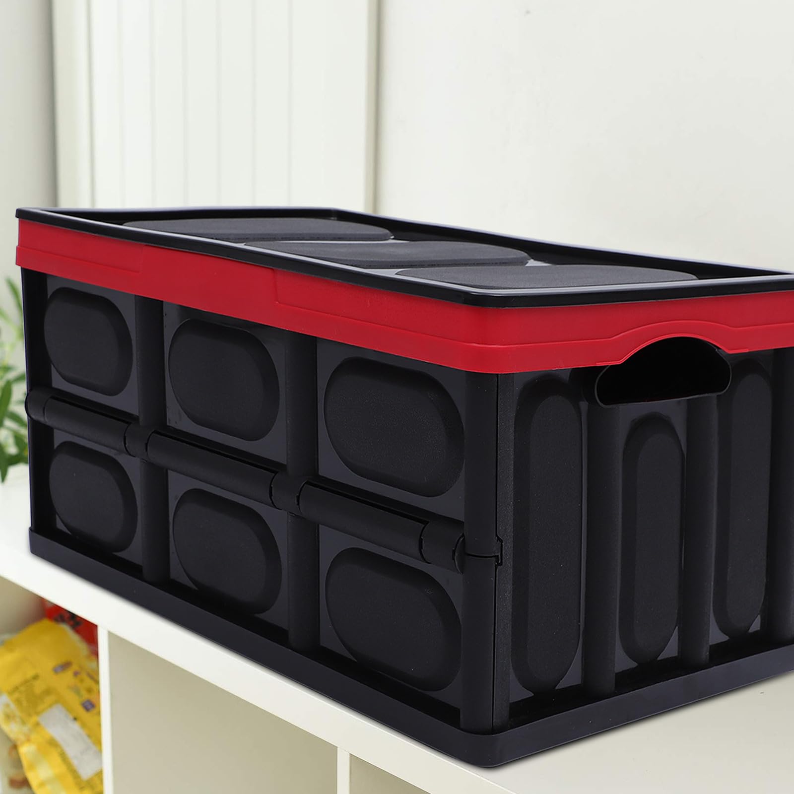 INOOMP Scatola Organizer Auto Pieghevole da 30l in Abs Rosso | Armadio e Bagagliaio, Struttura Multiuso, Contenitore per Abiti e Oggetti Vari, Formato Compatto