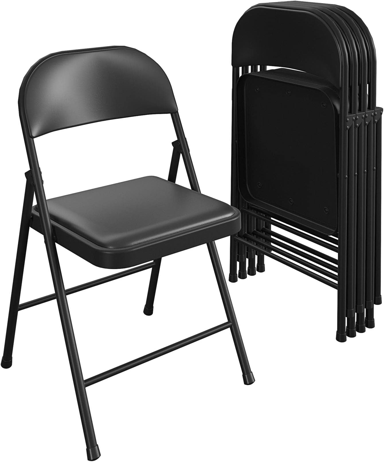 COSCO SmartFold Vinyl Folding Chair, 4-Pack, Black