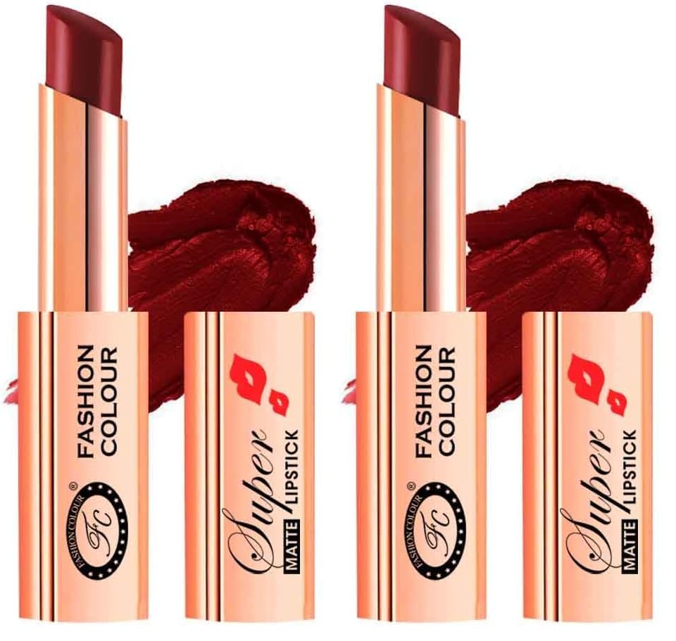 Image of Fashion Colour Waterproof and Long Wearing Premium Super Matte Lipstick, For Glamorous Look, 4g (Shade 18 (Spicy Affair)) (Pack of 2)