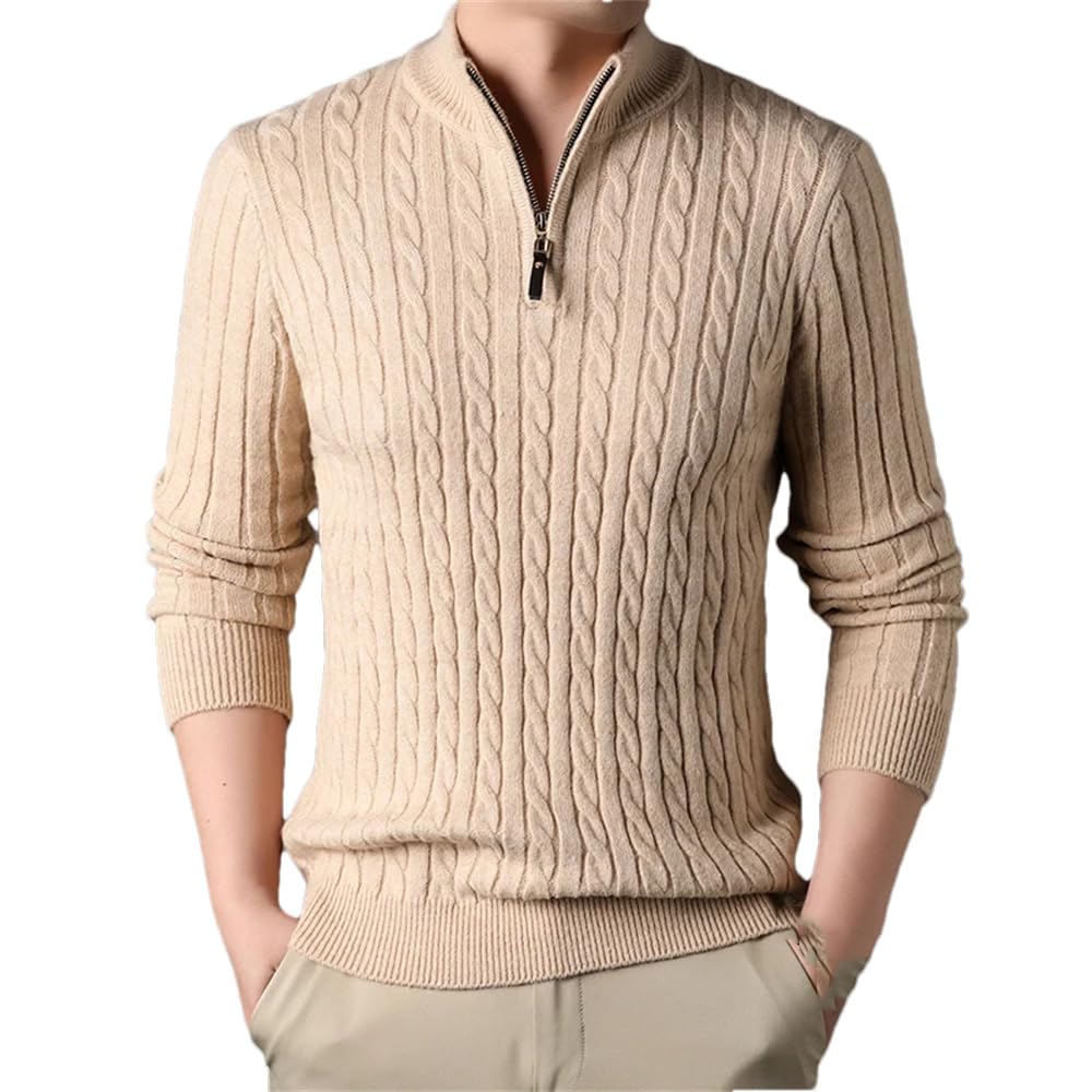 Mens V Neck Cardigan Sweater Autumn And Winter Cable Knit