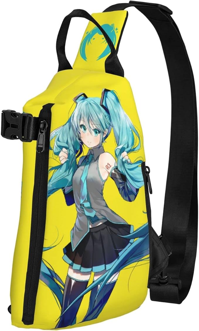Amazon 初音ミク 斜めチェストバッグ Hatsune Miku ショルダーバッグ ボディバッグ オシャレ 多機能 ワンショルダー かっこいい 撥水加工 手提げ袋 収納バッグ ポリエステル トートバッグ 人気 アニメ キャラクター 軽量 携帯便利 シューズ バッグ