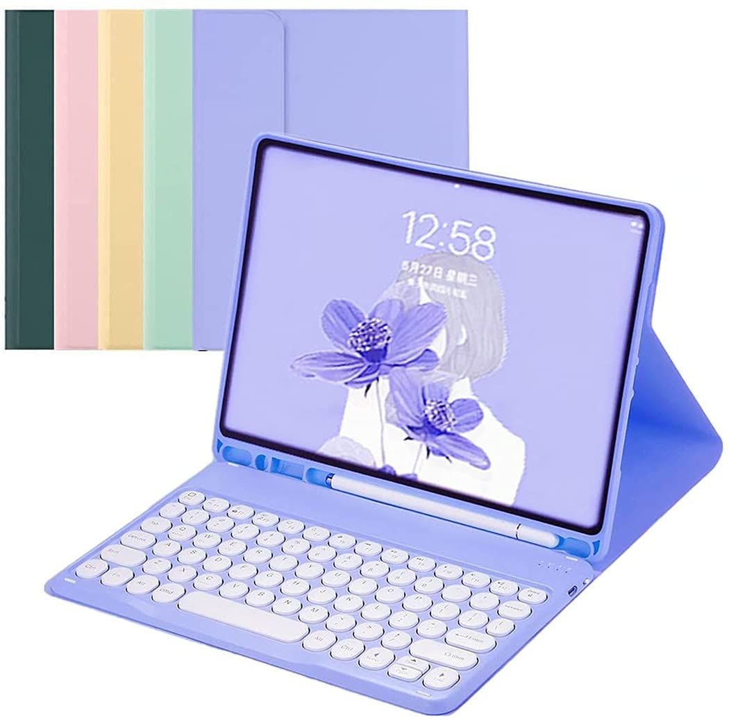 iPad Air Air2 iPad 5 iPad 6 Pro 9.7” Keyboard Cover iPad 6th 5th Generation 9.7” Color Bluetooth Keyboard Magnetic Detachable Cute Round Keycaps(iPad Air/Air2/iPad5/iPad6/Pro9.7, Purple)
