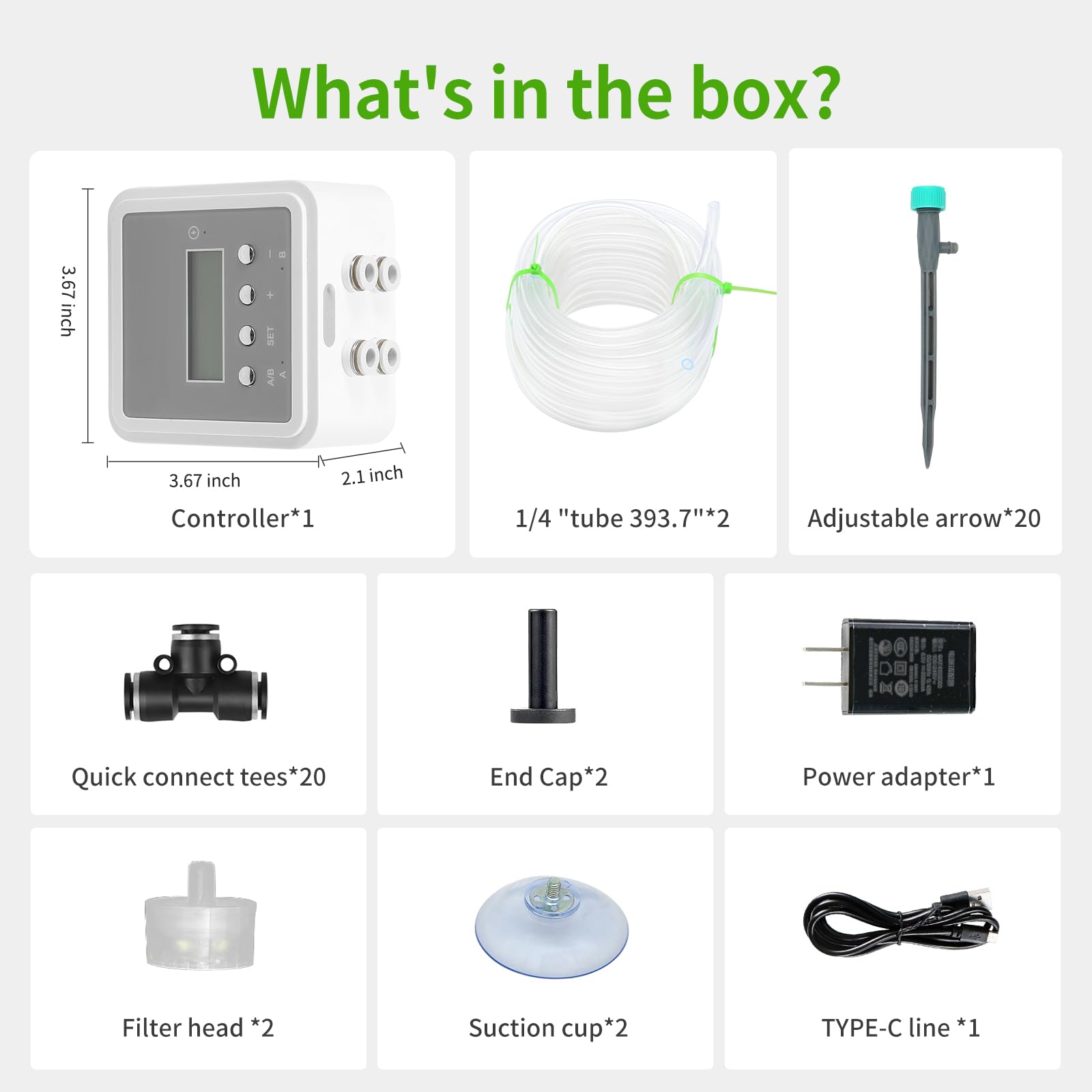 Sistema de riego automático inteligente de plantas para 20 macetas, kit de riego por goteo para interiores de doble bomba con temporizador programable de 30 días y carga USB-C