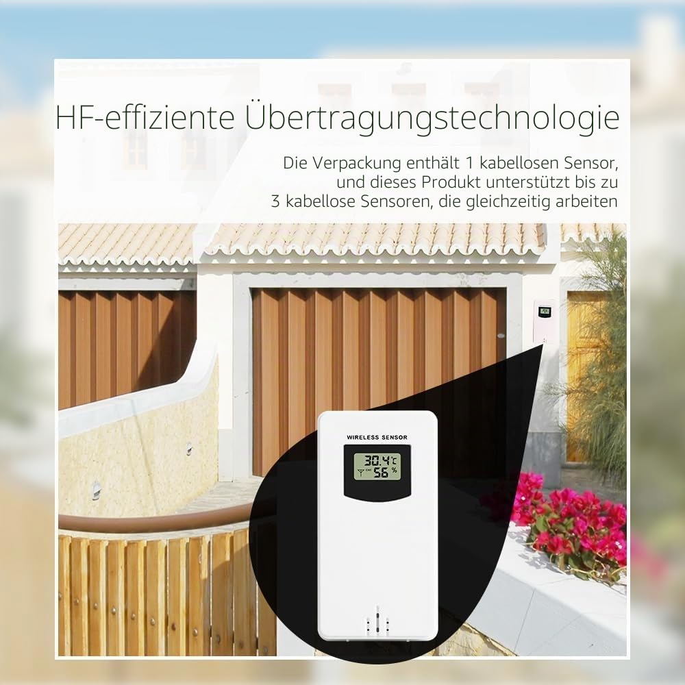 OBEST Wlan Wetterstation Funk mit Außensensor App WiFi Funkwetterstation | Farbdisplay Hygrometer Thermometer Humidimeter Innen Außen mit 5 Tage Wettervorhersage Luftfeuchtigkeit Luftdruck Zeit