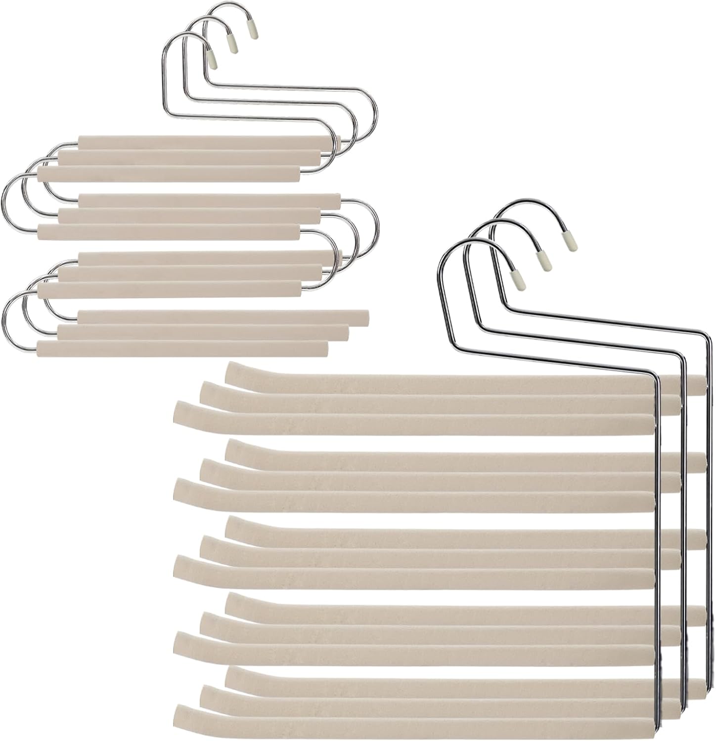 Space Saving Pant Hanger Duo: 4-Tier & 5-Tier Non-Slip Steel Hangers Bundle