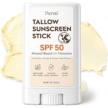 Dersie Tallow Sunscreen Stick SPF 50 Zinc Oxide Sun Balm + Whipped Tallow Moisturizer Daily Sun Protection & Skin Barrier Repair for Face & Body For Dry, Sensitive Skin