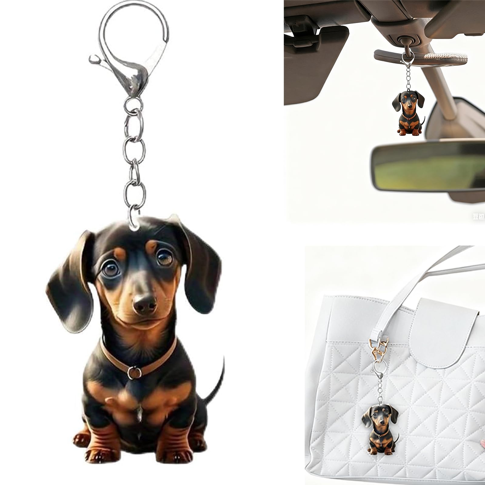 Dachshund Keyring, Sausage Dog Gifts for Women, Dog Keychain for Car and Outdoor, Acrylic Dachshund Gifts, 3.6cm x 4.9cm Dogs Gifts for Women-image-37