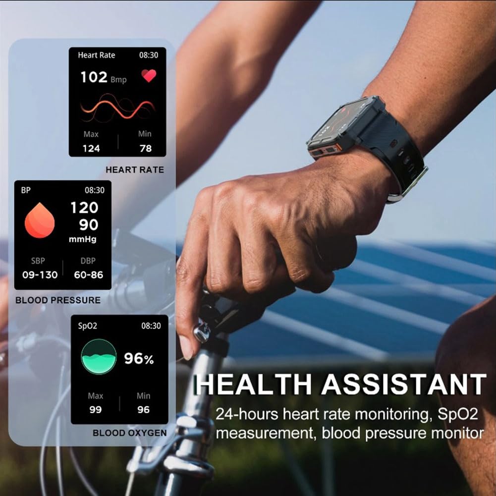 C20 Pro Watch Voice Assistant BT Wireless Call Business Outdoor Sports IP68 Orologio Impermeabile per Android/IOS Facile da Usare Nero