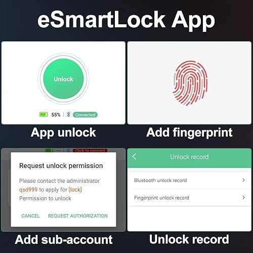 Miniatura 9 de Candado de huellas dactilares eLinkSmart Gym Locker Lock para niños con aplicación de teléfono iOS, cerraduras de combinación sin llave de metal