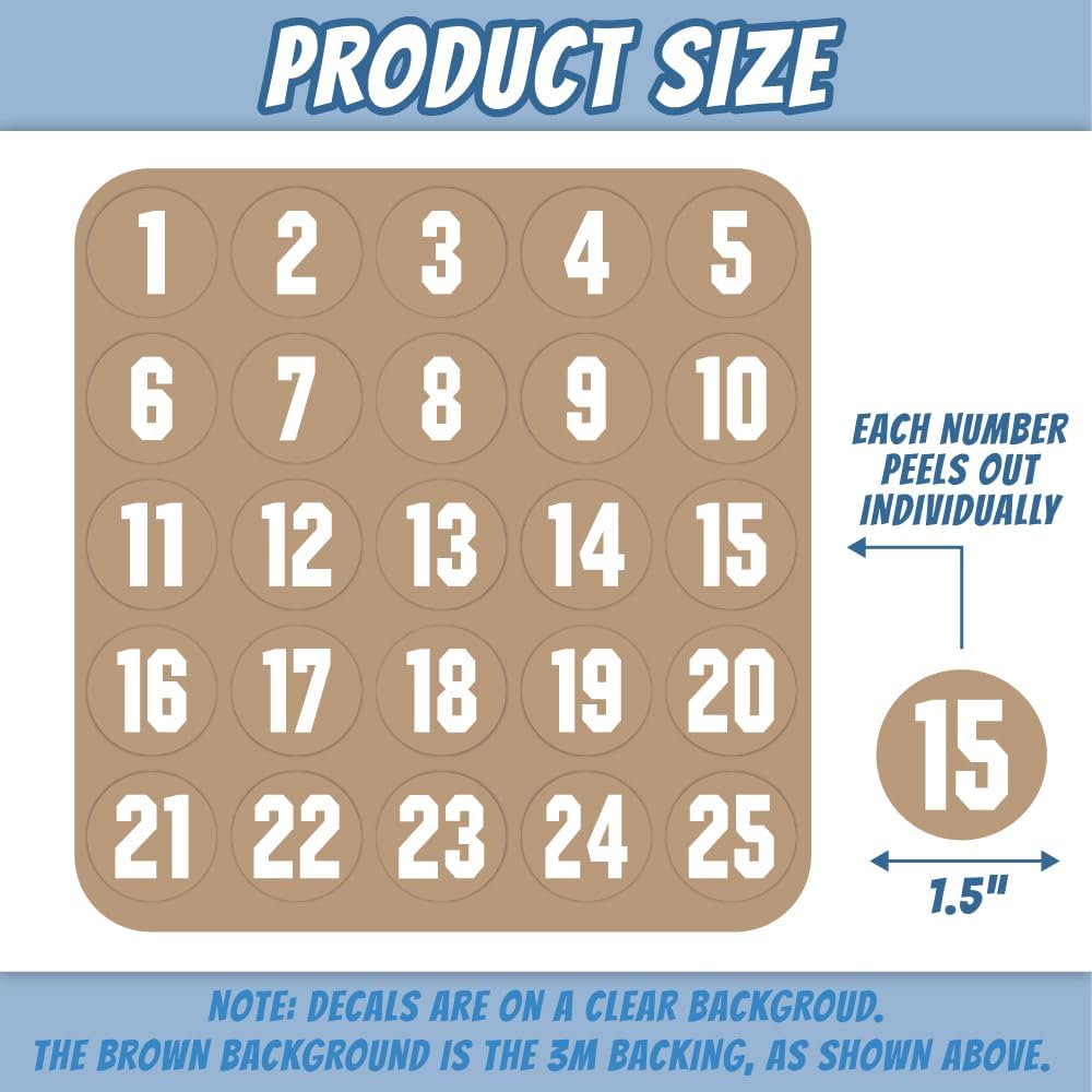 Number Decals for Helmets (Football, Lacrosse, Baseball, Softball, Hockey) 100 Stickers