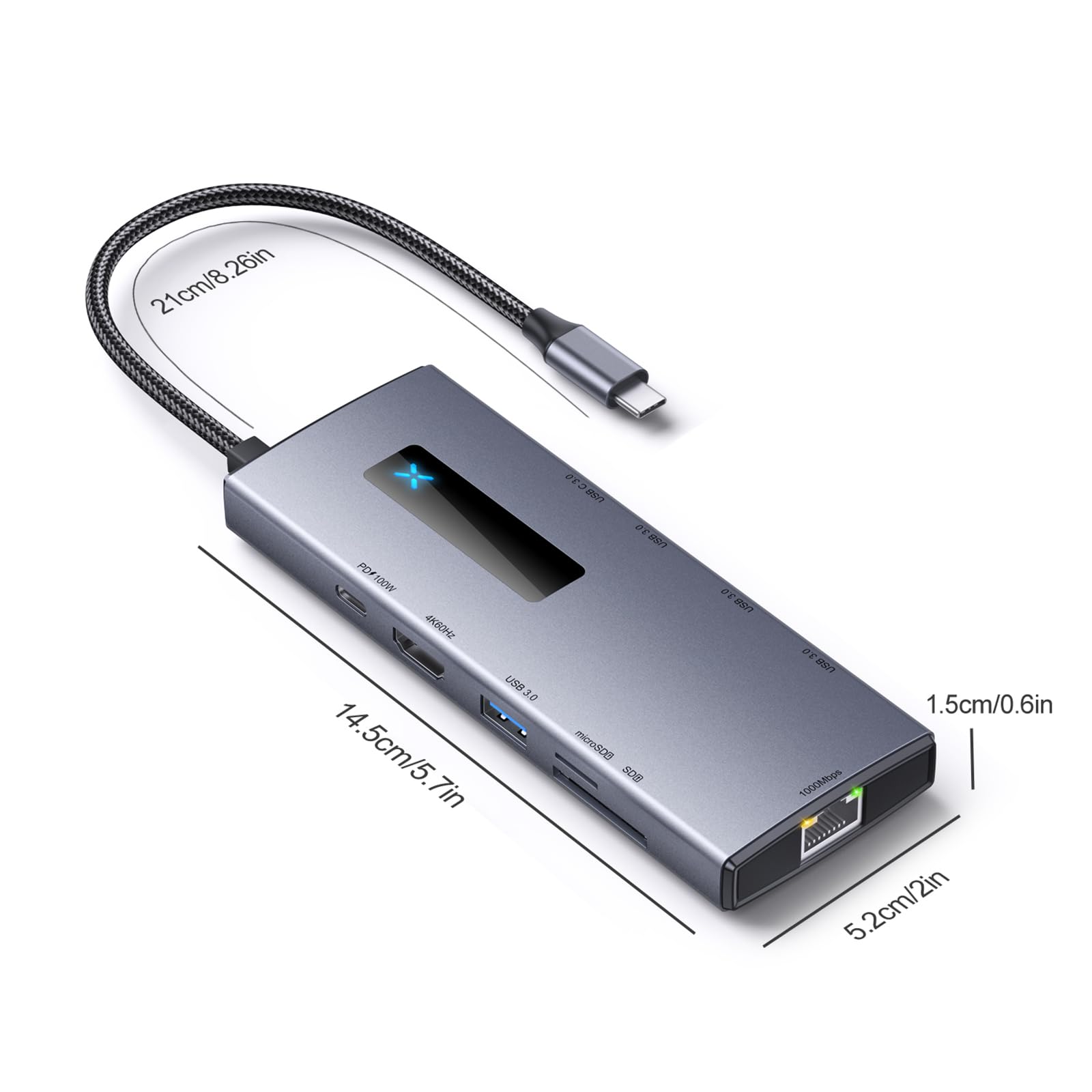 Hub USB C 10 in 1 Dock Station in Alluminio con Porta SDTF Card Splitter PD100W Hub per Laptop Computer Dock Station
