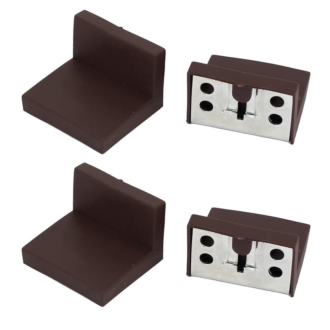 Sourcingmap 44mmx50mmx33mm L Shaped Plastic Cover Right Angle Corner Support Brackets 4pcs, Brown, Silver, 1.73" x 2" x 1.3"