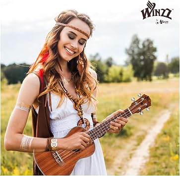WINZZ AU50L 23-Inch Concert Solid Koa Ukulele, Natural Matte
