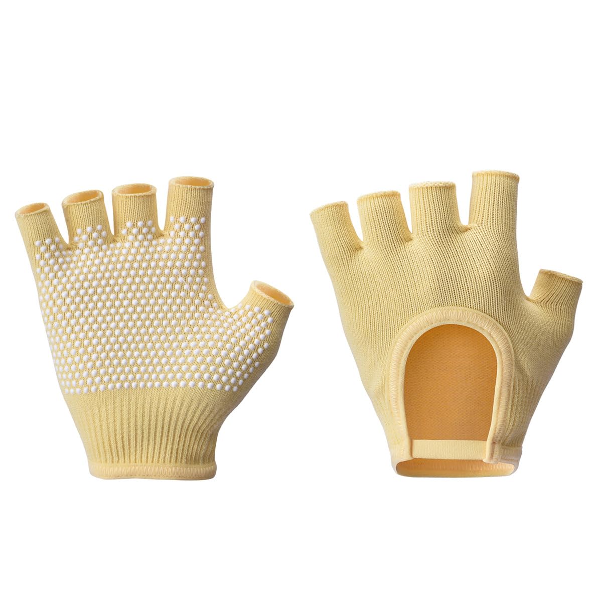 oasymala Non-Slip Fingerless Yoga Gloves – Ideal for Pilates, Barre, Air Yoga, and Fitness Workouts – Breathable Fabric with Enhanced Grip for Stability (Yellow)