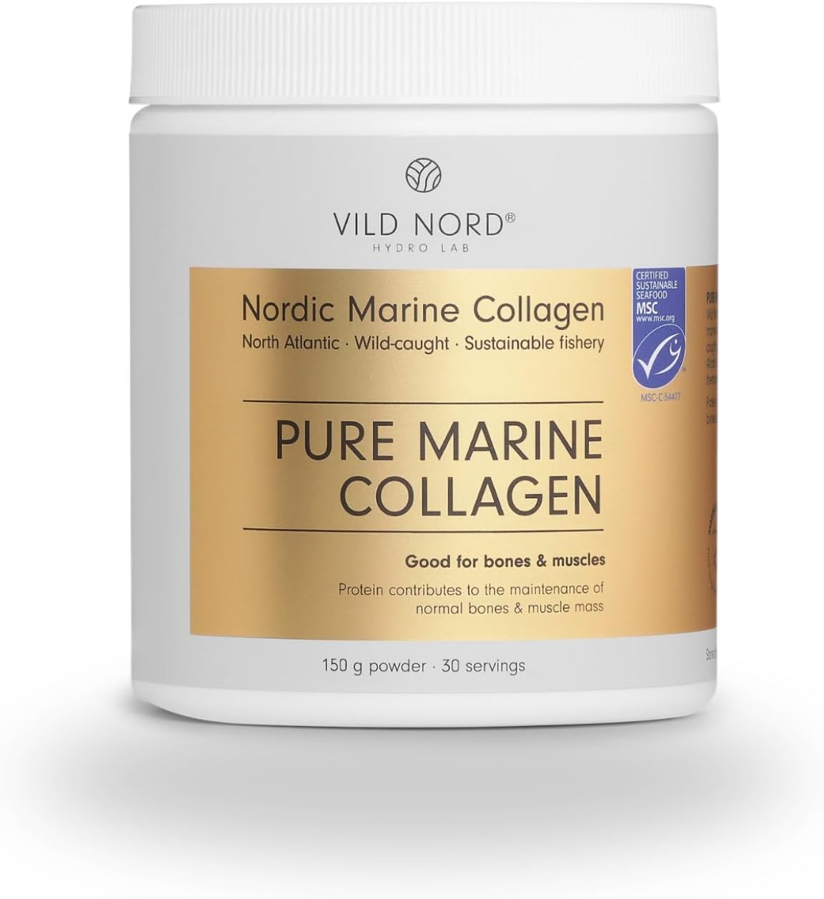 Pure Marine Collagen Powder – 150 gm, 30 Servings – 100% Hydrolyzed Collagen Peptides Type 1, for Skin, Muscles, Hair, Nails, Joints & Bones