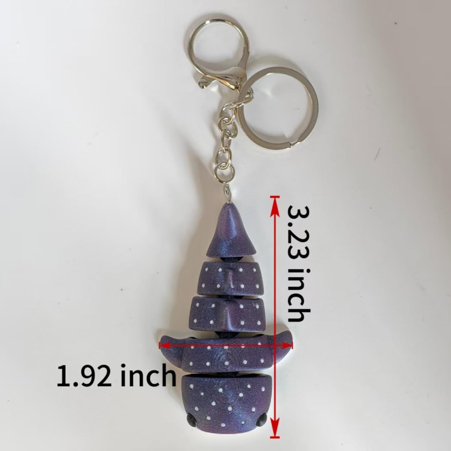 TIME&TRAVE 3D Printed Poseable Shark Keychain, 3-Pack Metallic Hinged Shark with Sparkly Starry Back, Movable Body for Backpack Zipper, Gift for Shark Lovers image 4